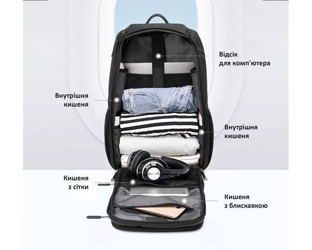 Рюкзак для ноутбука Tiron, ТМ Discover — Черный