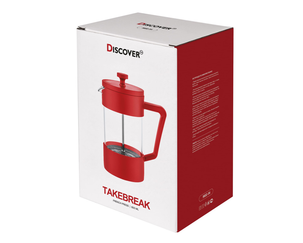 Френч-прес TakeBreak, 600 ml TM Discover — Червоний