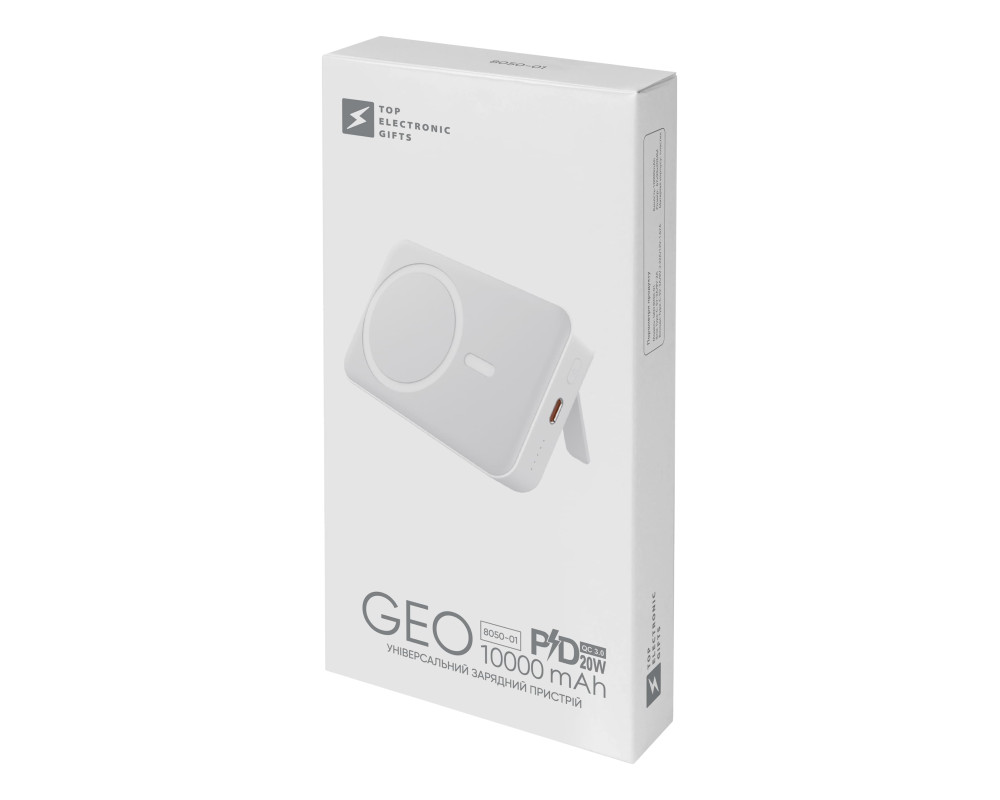 Універсальний зарядний пристрій Geo 10000 mAh, TM TEG — Білий