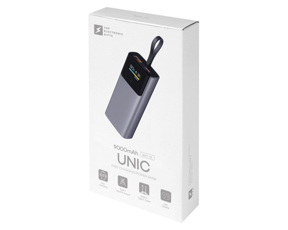 Повербанк Unic 9000 mAh, ТМ TEG — Сірий