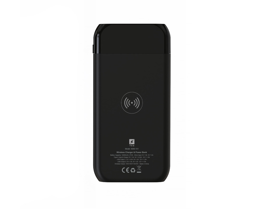 Повербанк з підсвіткою Galaxy 10000 mAh, ТМ TEG — Білий