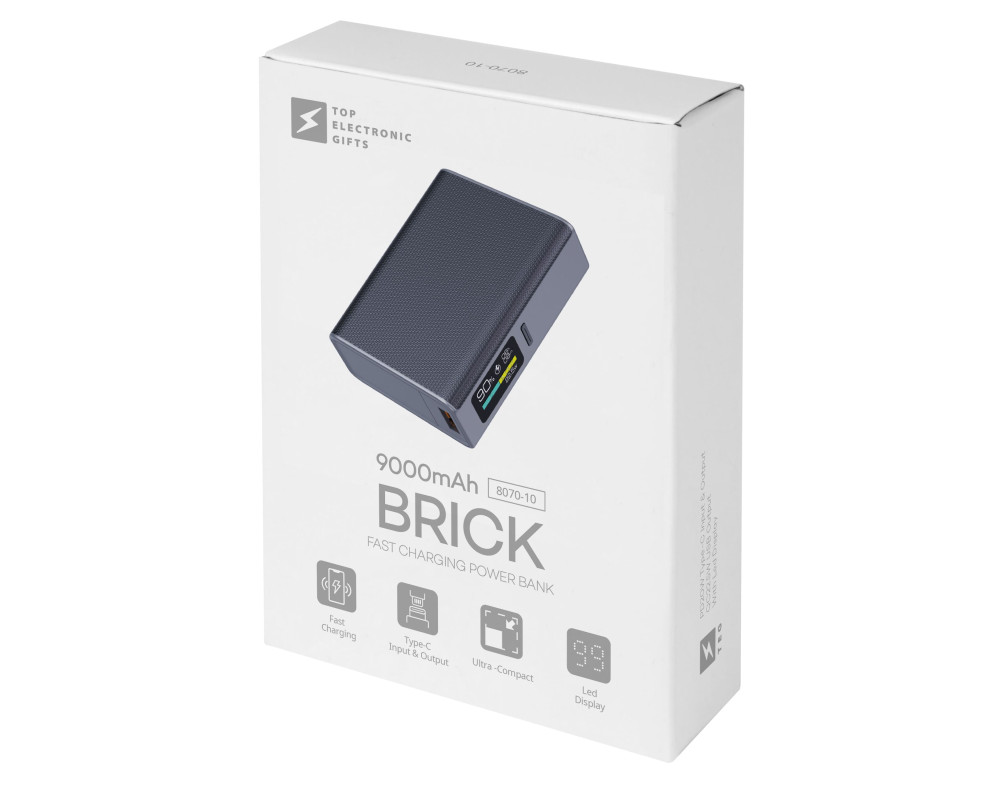 Повербанк Brick 9000 mAh, ТМ TEG — Сірий