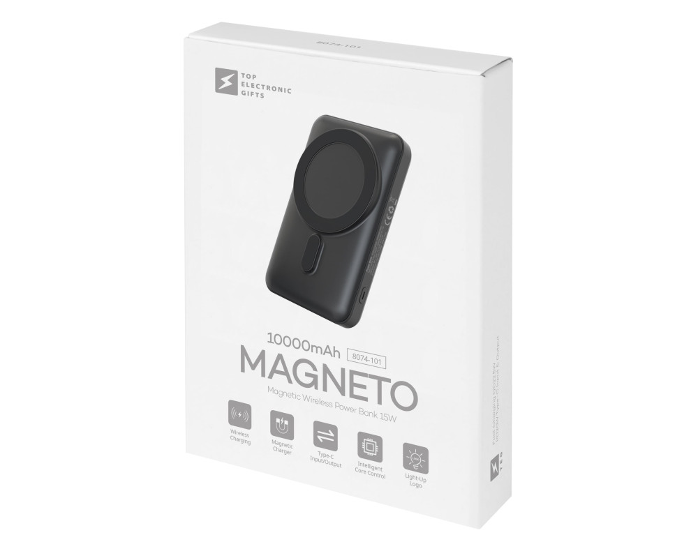 Повербанк з підсвіткою Magneto 10000 mAh, ТМ TEG — Білий