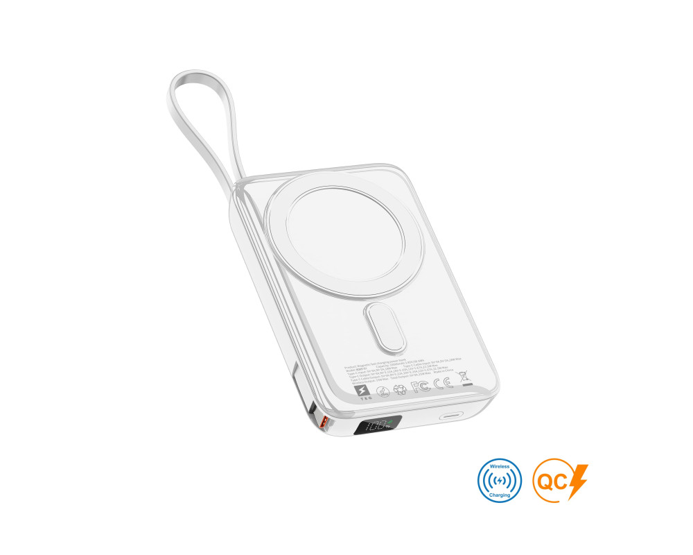 Повербанк Glam 10000 mAh 22,5W, ТМ TEG — Білий