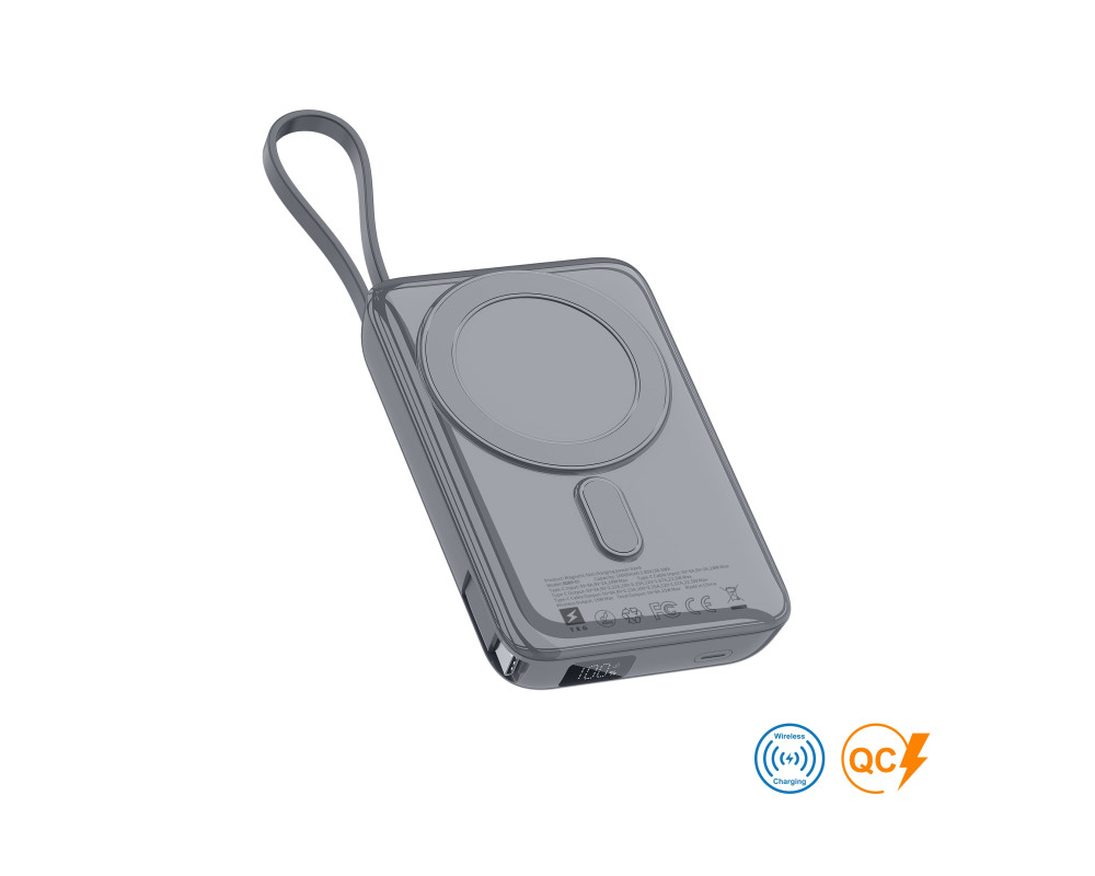 Повербанк Glam 10000 mAh 22,5W, ТМ TEG — Сірий