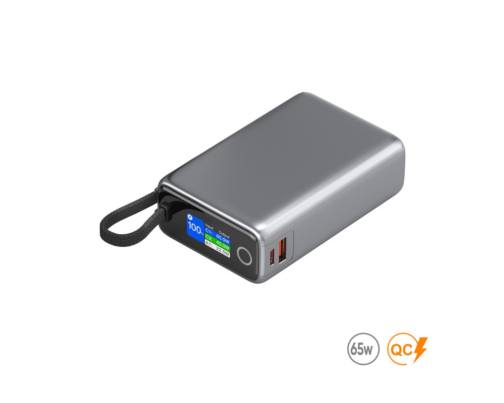 Повербанк Wally 20000 mAh 65W, ТМ TEG — Сірий