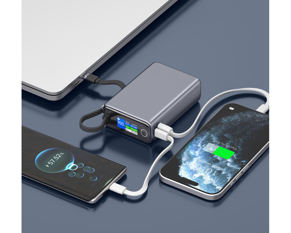 Повербанк Wally 20000 mAh 65W, ТМ TEG — Сірий