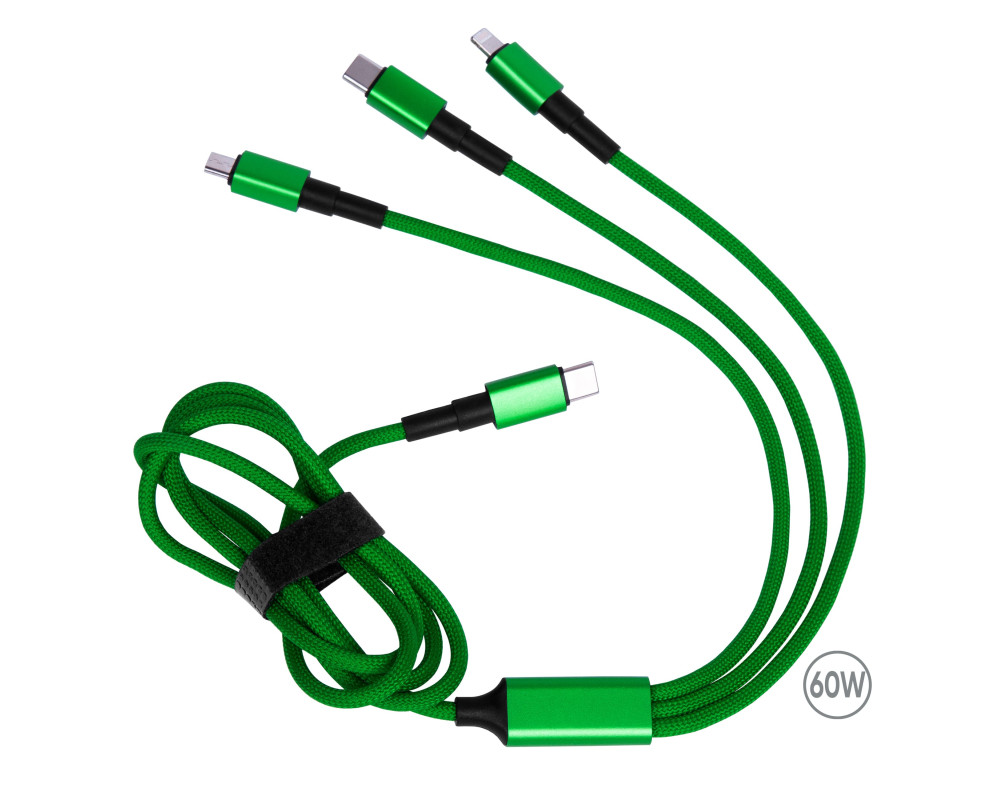 Зарядный кабель Solin Type-C 3в1 60W — Зеленый